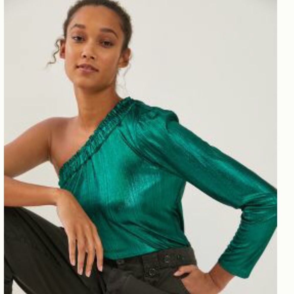 NWT Anthropologie Metallic One Shoulder Top